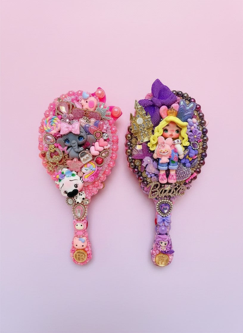 Espejo de mano decorado hecho a mano - Colección de muñecas